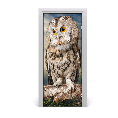 Self-adhesive door sticker Owl on the hill