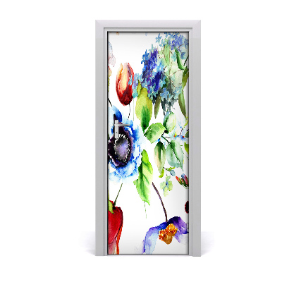 Self-adhesive door veneer Field flowers