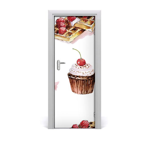 Self-adhesive door sticker Muffins and waffles