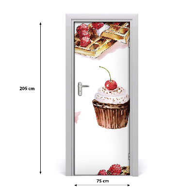 Self-adhesive door sticker Muffins and waffles