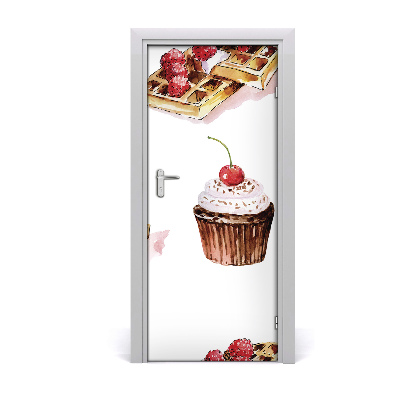 Self-adhesive door sticker Muffins and waffles