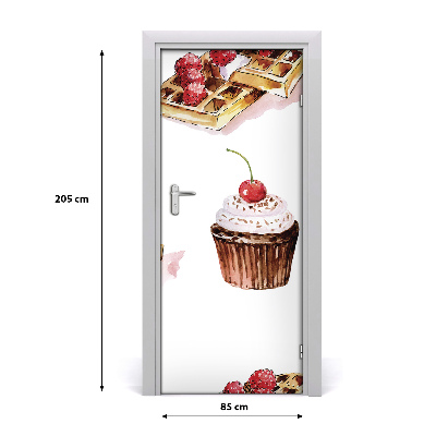 Self-adhesive door sticker Muffins and waffles