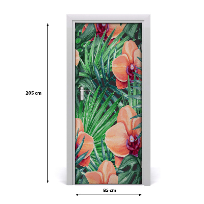 Self-adhesive door veneer Orchid and palm