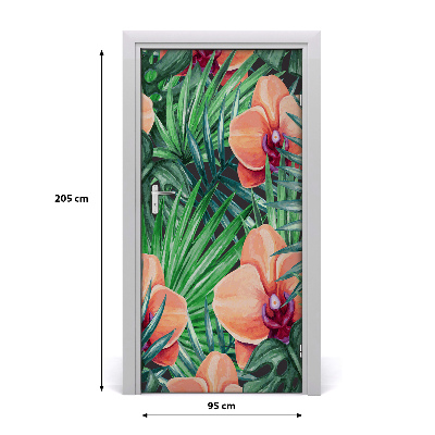 Self-adhesive door veneer Orchid and palm