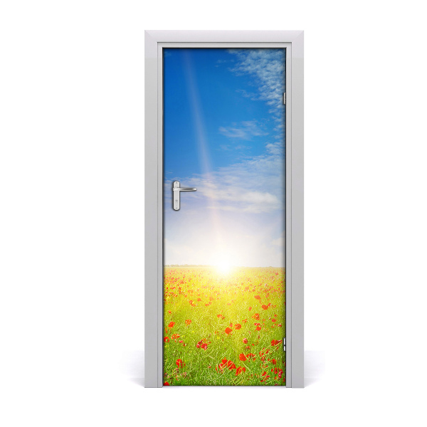 Self-adhesive door sticker Field of poppies