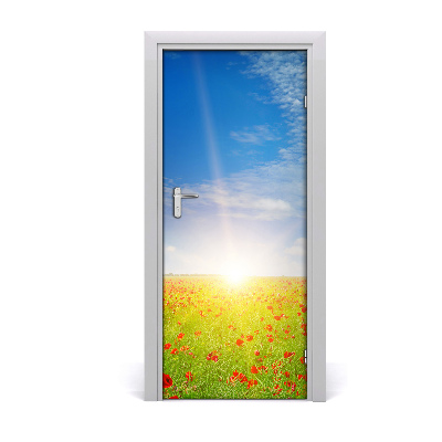 Self-adhesive door sticker Field of poppies