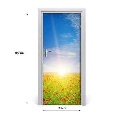 Self-adhesive door sticker Field of poppies