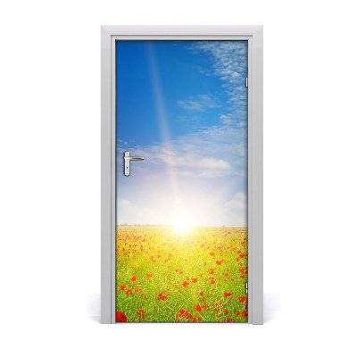 Self-adhesive door sticker Field of poppies