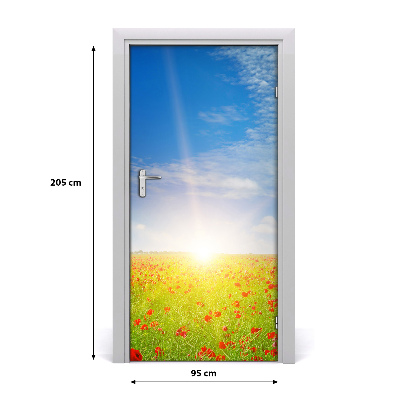 Self-adhesive door sticker Field of poppies