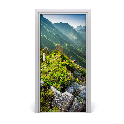 Self-adhesive door sticker Mountains in the summer