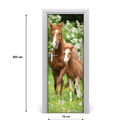 Self-adhesive door sticker Mare and foal