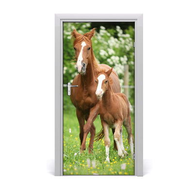 Self-adhesive door sticker Mare and foal