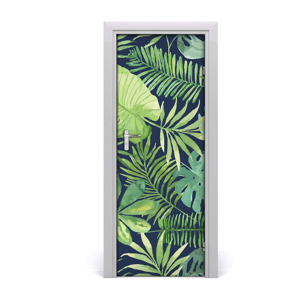 Self-adhesive door veneer Tropical leaves