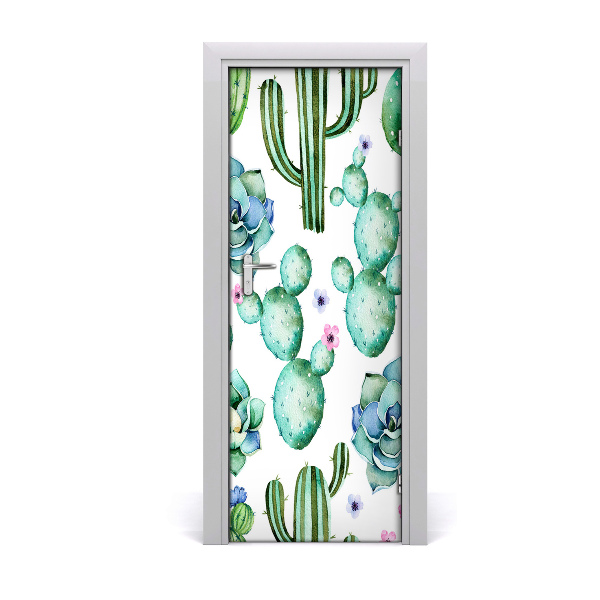 Self-adhesive door wallpaper Cacti