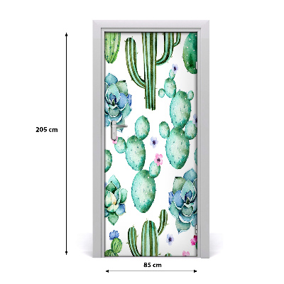 Self-adhesive door wallpaper Cacti