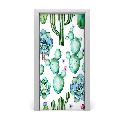 Self-adhesive door wallpaper Cacti