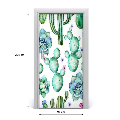 Self-adhesive door wallpaper Cacti