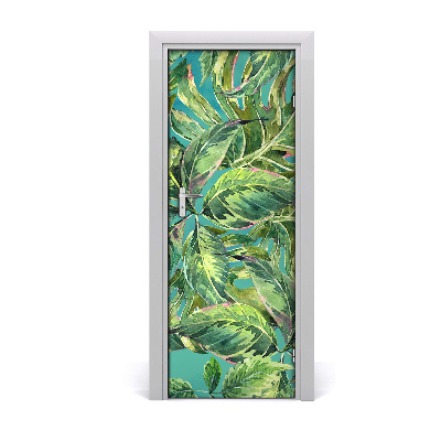 Self-adhesive door veneer Tropical leaves