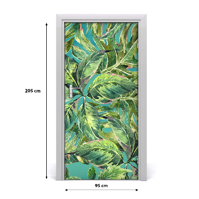 Self-adhesive door veneer Tropical leaves