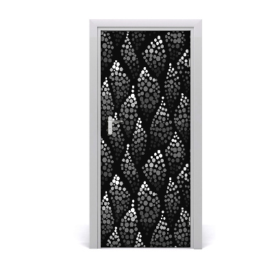 Door wallpaper Black and white dots