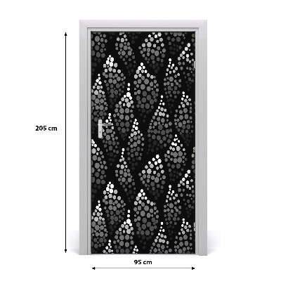 Door wallpaper Black and white dots