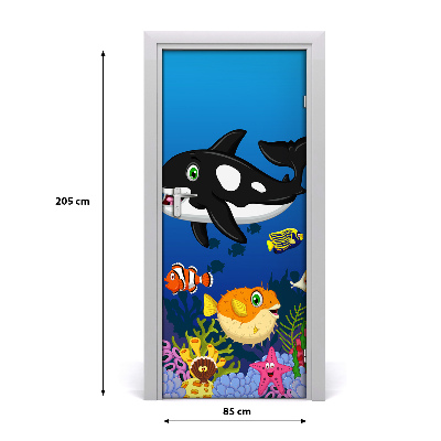 Self-adhesive door sticker Underwater world