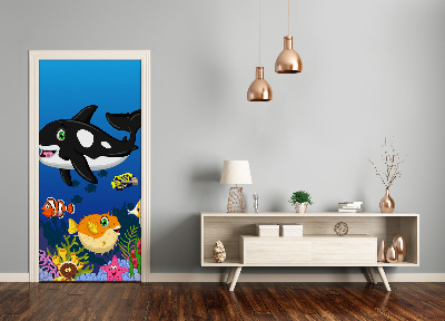 Self-adhesive door sticker Underwater world