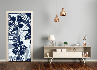 Self-adhesive door veneer Tropical flowers