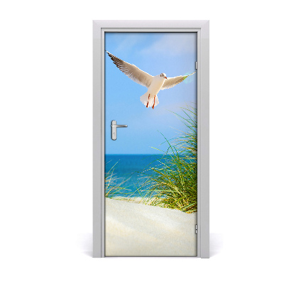 Self-adhesive door sticker Seagull above the dunes