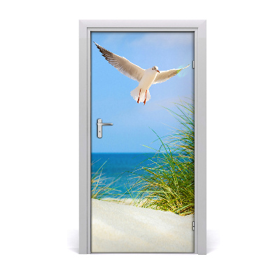 Self-adhesive door sticker Seagull above the dunes