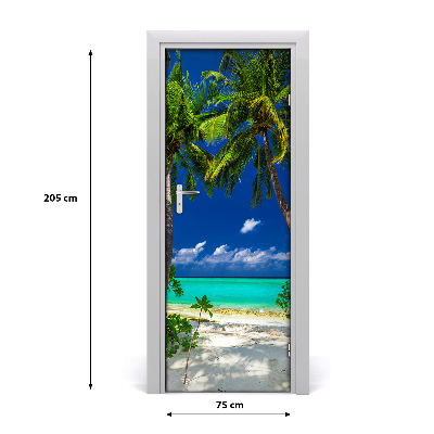 Self-adhesive door sticker Tropical beach