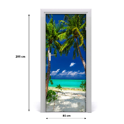 Self-adhesive door sticker Tropical beach