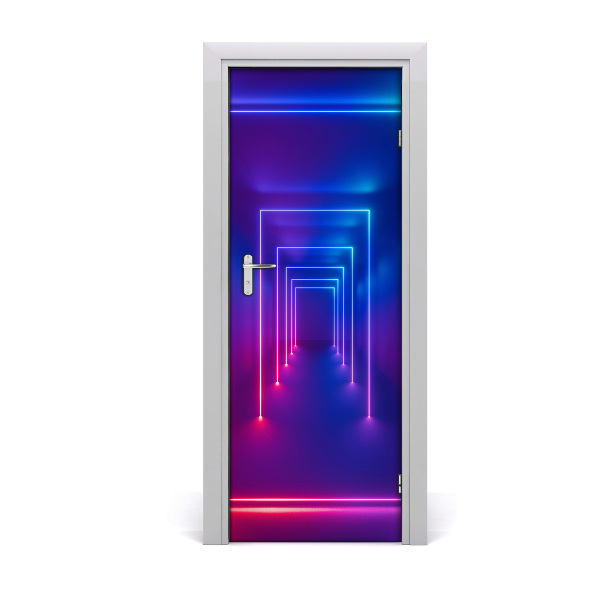 Self-adhesive door wallpaper Blue neon signs