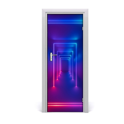 Self-adhesive door wallpaper Blue neon signs