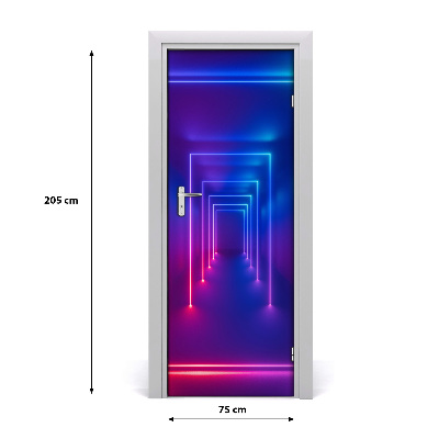 Self-adhesive door wallpaper Blue neon signs