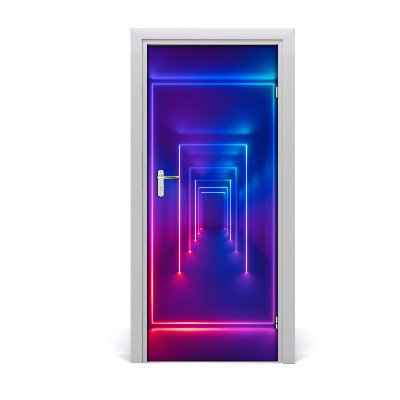 Self-adhesive door wallpaper Blue neon signs