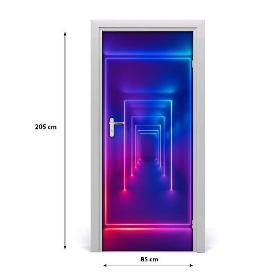 Self-adhesive door wallpaper Blue neon signs