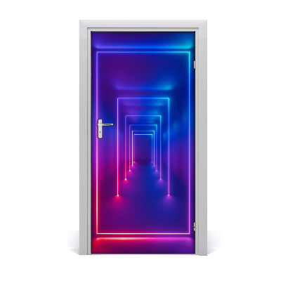 Self-adhesive door wallpaper Blue neon signs