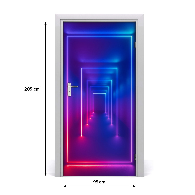 Self-adhesive door wallpaper Blue neon signs