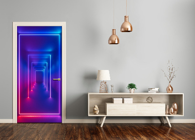 Self-adhesive door wallpaper Blue neon signs