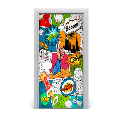 Self-adhesive door sticker Comic wall