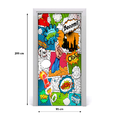 Self-adhesive door sticker Comic wall