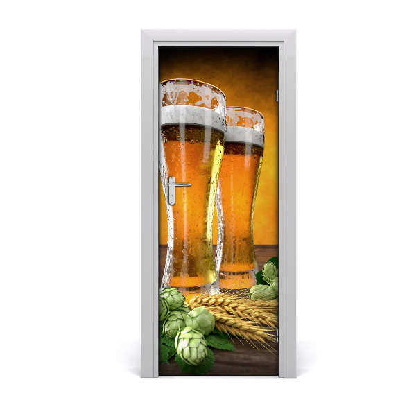 Self-adhesive door sticker Two glasses of beer