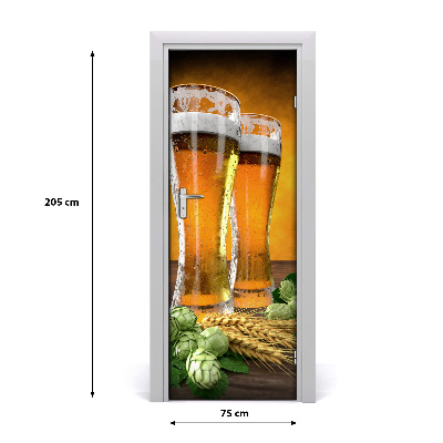 Self-adhesive door sticker Two glasses of beer