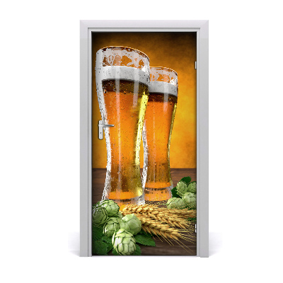 Self-adhesive door sticker Two glasses of beer