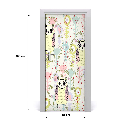 Self-adhesive door sticker The wall of owls