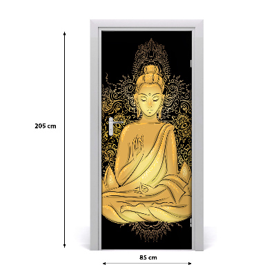 Self-adhesive door sticker Buddha and mandala