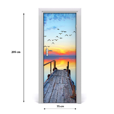 Self-adhesive door sticker Wooden pier