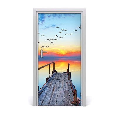 Self-adhesive door sticker Wooden pier