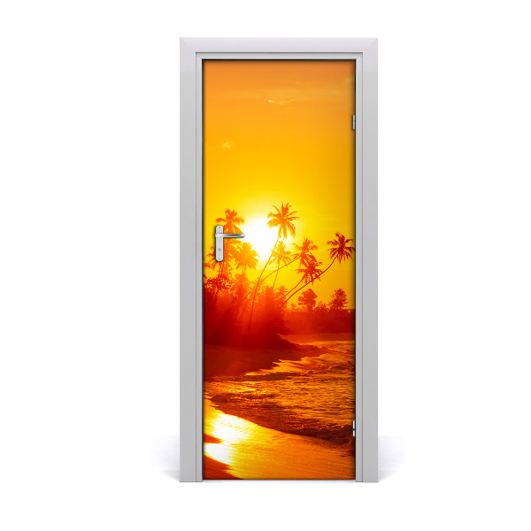 Self-adhesive door sticker Tropical beach